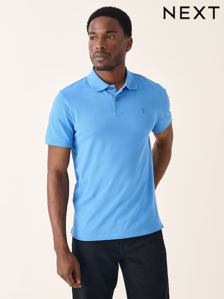 أزرق - تلبيس ضيق - Short Sleeve Pique Polo Shirt (AY4981) | ‏79 د.إ.‏