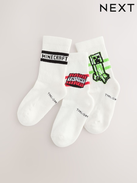 Grünes/rotes/schwarzes Minecraft - License Cushioned Footbed Rich RIbbed Tipped Socks 3 Pack (AY4983) | 10 € - 13 €