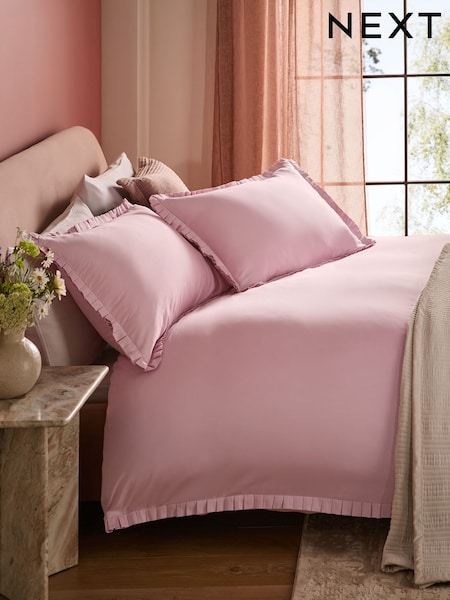 Pink 200 Thread Count Box Pleat Duvet Cover And Pillowcase Set (AY5058) | €66 - €104