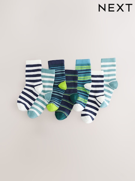 Navy/Green Stripes Rich Socks 7 Pack (AY5068) | €11.50 - €14