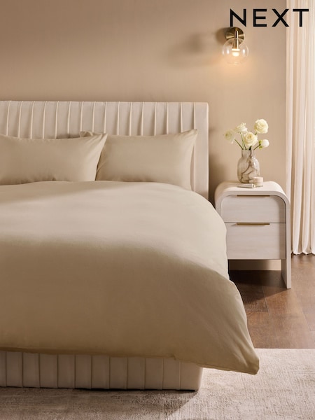 Natural Brushed Supersoft Cotton Duvet Cover And Pillowcase Set (AY5070) | 122 QAR - 269 QAR