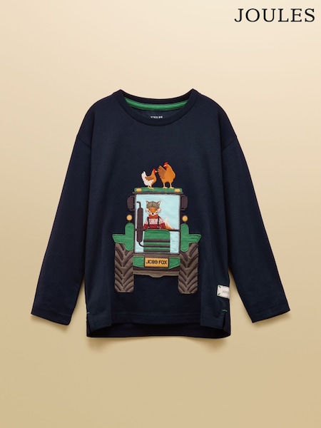 Joules Boys' Jack Navy Applique Long Sleeve Top (AY5096) | AED99 - AED111