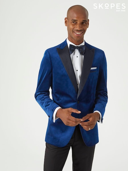 Skopes Blue Tailored Fit Jive Velvet Jacket (AY5148) | 638 QAR