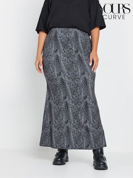 Yours Curve Grey Limited Snake Maxi Skirt (AY5166) | €38