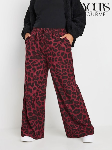 Yours Curve Red Leopard Print Pull On Trousers (AY5167) | €44