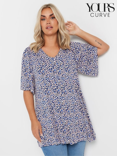 Yours Curve Blue Pleated Front Swing Top (AY5169) | 1,562 UAH