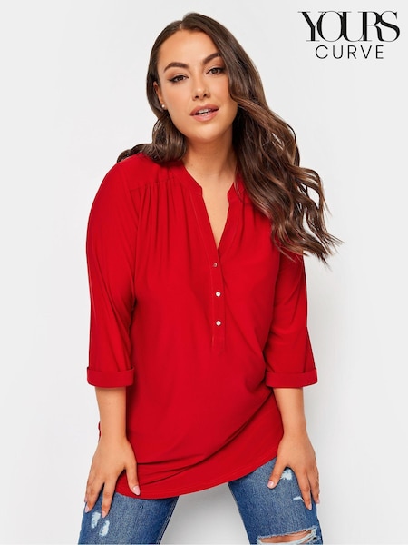 Yours Curve Half Placket Jersey Blouses (AY5192) | ‏141‏₪