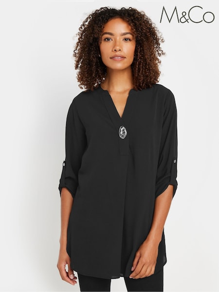 M&Co Black Button Detail Blouse (AY5207) | 139 QAR