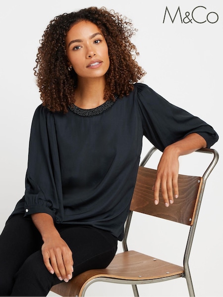 M&Co Bead Neckline Blouse (AY5209) | €52