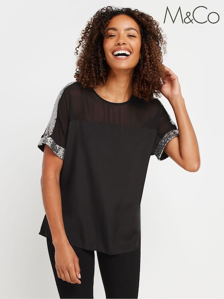 M&Co Sequin Shoulder Blouse (AY5210) | 137 LEI