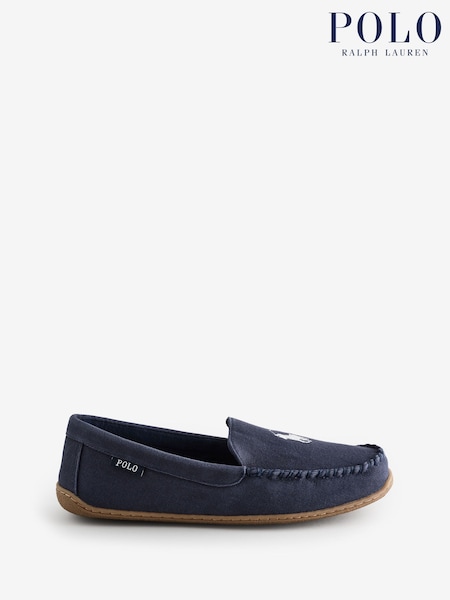 Polo Ralph Lauren Blue Brenan Pony Player Dress Suede Slippers (AY5239) | €118