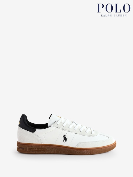 Polo Ralph Lauren White Heritage Court Retro Suede Gum Sole Trainers (AY5249) | €168