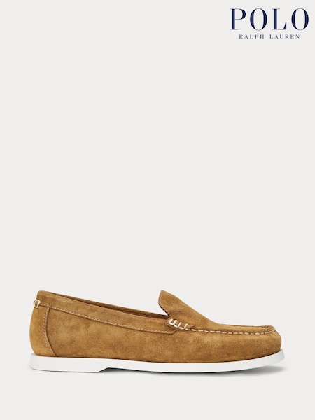 Polo Ralph Lauren Brown Chrome Merton Venetian Suede Loafers Shoes (AY5251) | €282