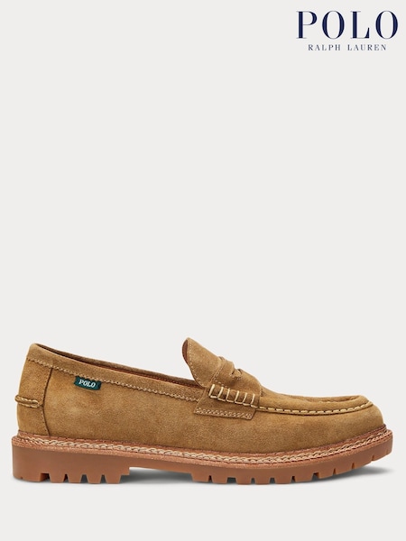 Polo Ralph Lauren Brown Jett Penny Suede Loafer Shoes (AY5254) | €303