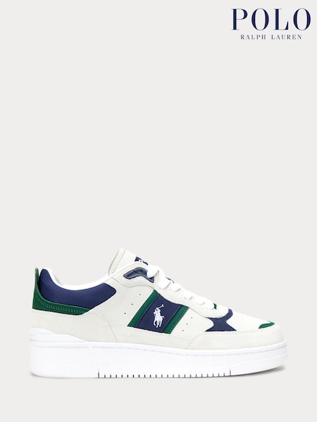 Polo Ralph Lauren White Masters Court Contrast Suede Trainers (AY5259) | €184
