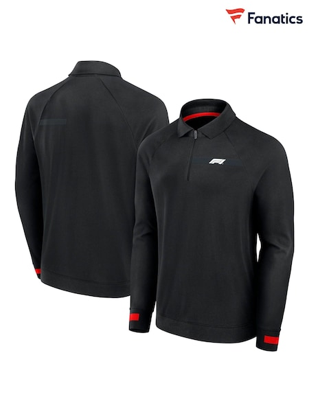Formula 1 Iconic Long Sleeve 100% Cotton Black Polo Shirt (AY5317) | R$ 445