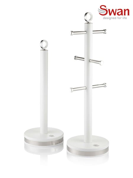 Swan White Kitchen Towel Pole and Mug Tree Set (AY5383) | €34