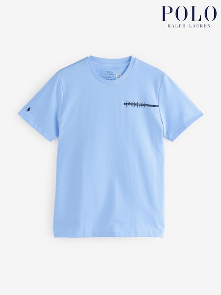 Polo Ralph Lauren Light Blue Logo Stripe Jersey T-Shirt (AY5435) | €86