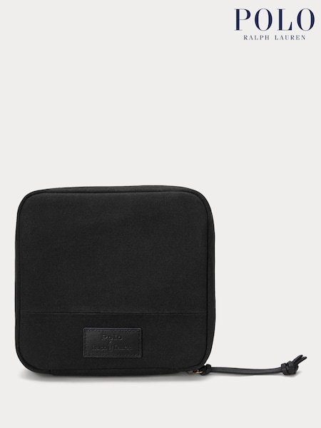 Polo Ralph Lauren Black Canvas Leather Logo Wash Bag (AY5441) | €124