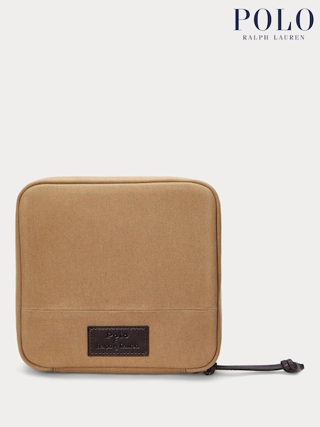 Polo Ralph Lauren Green Canvas Leather Logo Wash Bag (AY5449) | €124