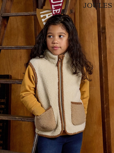 Joules Kids' Sadie Stone Borg Fleece Gilet (AY5493) | €41 - €50