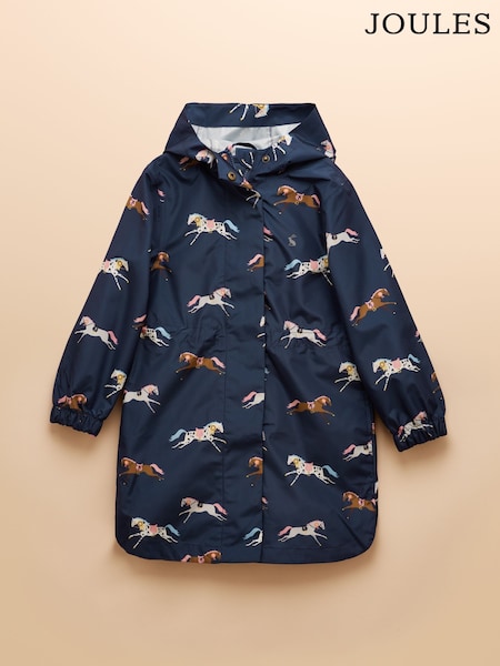 Joules Girls' Rainford Navy Horse Waterproof Packable Raincoat (AY5507) | €40.95 - €43.95