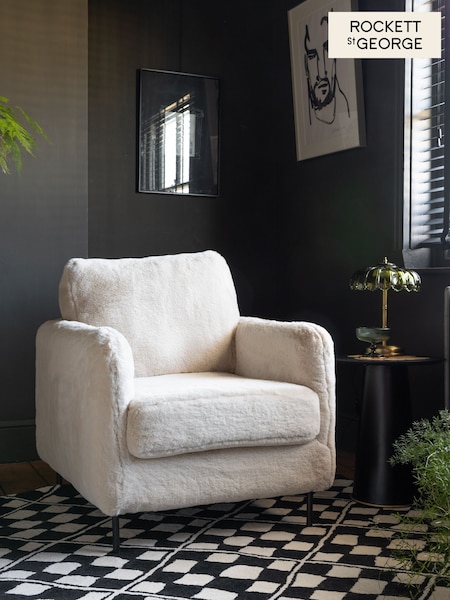 Rockett St George Natural Faux Fux The Edie Accent Chair (AY5541) | €631