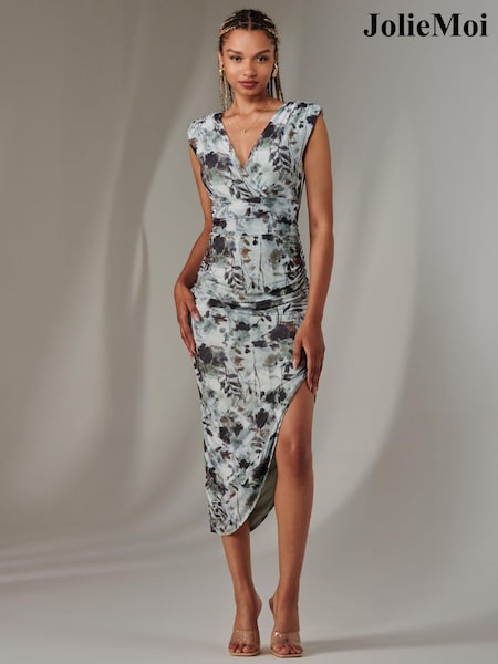 Серый - Jolie Moi Katrina Sleeveless Ruched Bodycon Dress (AY5544) | €105