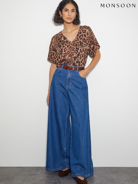 Monsoon Natural Archi Knit Leopard Print T-Shirt (AY5582) | €43