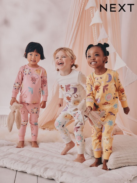 Pink/Yellow Western Print - Snuggle Pyjamas 3 Pack (9mths-12yrs) (AY5594) | ‏132 د.إ.‏ - ‏ 173‏ د.إ.
