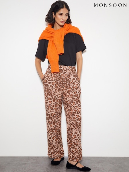 Monsoon Arielle Leopard Print Trousers (AY5599) | 246 LEI