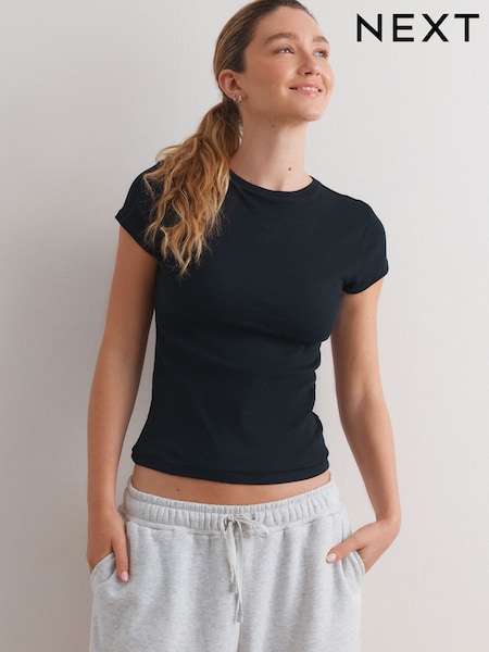 Black Hidden Support Ribbed T-Shirt (AY5646) | R$ 190