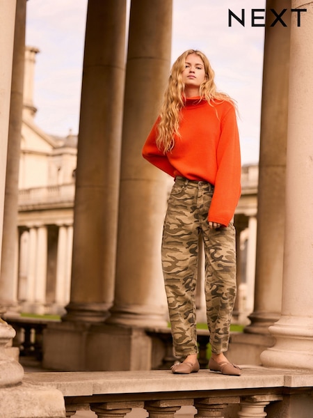 Camo Printti; kuvio - 100% Cotton Barrel Leg Jeans (AY5670) | €44