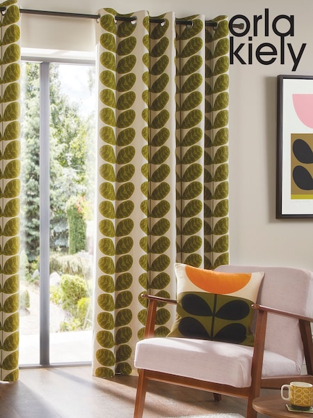 Orla Kiely Green Botanica Blackout Eyelet 100% Cotton Curtains (AY5699) | €89 - €190