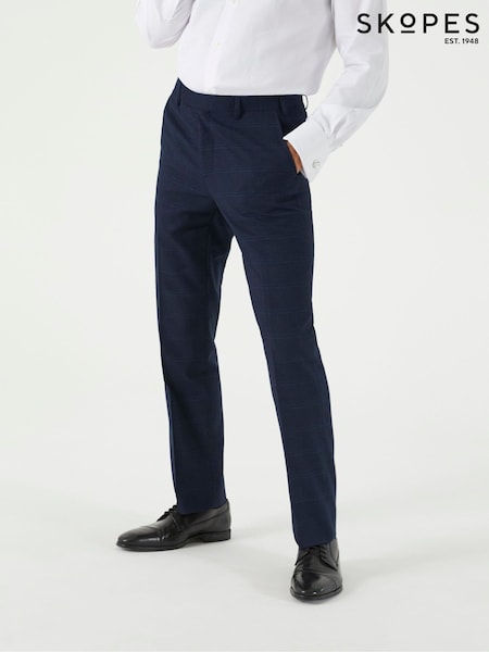 Skopes Blue Tailored Fit Hewes Check Suit Trousers (AY5704) | €86
