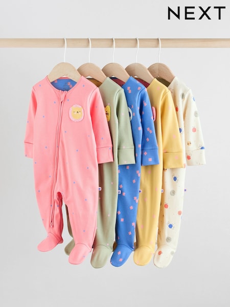 rožnata/modra - Baby Two Way Zip Sleepsuits 5 Pack (0mths-2yrs) (AY5787) | € 41 - € 44