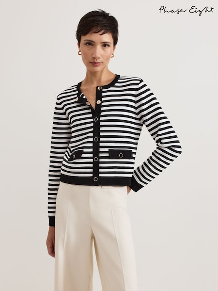 Phase Eight Black Evie Stripe Knit Jacket (AY5793) | €140