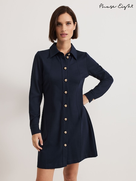 Phase Eight Blue Mini Mavery Button Through Dress (AY5798) | €126