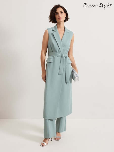 Phase Eight Bowen Eau De Nil Longline Waistcoat (AY5803) | ‏900‏₪