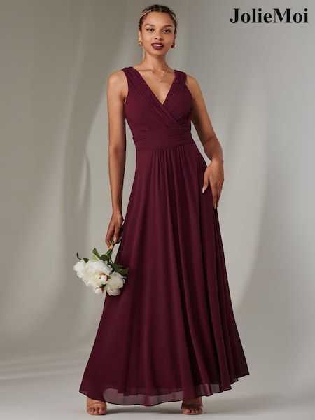 Пурпурный - Jolie Moi Cora Sleeveless Chiffon Maxi Dress (AY5822) | €105
