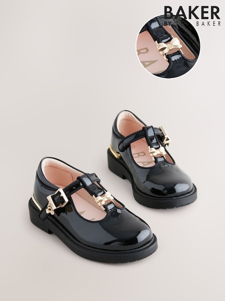 Baker by Ted Baker Girls Back to School Patent T-Bar Chunky Mary Jane Black Shoes (AY5955) | R$ 375