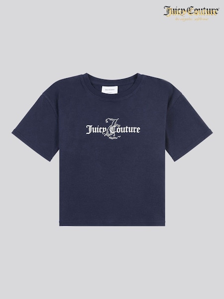 Juicy Couture Blue Girls Diamante & Glitter 100% Cotton JC T-Shirt (AY5979) | 1,802 UAH - 2,163 UAH