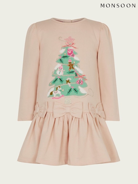Monsoon Pink Baby 100% Cotton Christmas Tree Bow Dress (AY6021) | AED99 - AED113