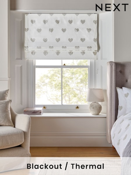Grey Heart Print Ready Made Roman Roman Blind (AY6041) | €59 - €132
