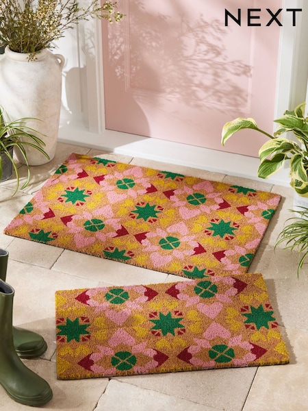 Pink Bright Tile Coir Doormat (AY6077) | 69 QAR - 118 QAR