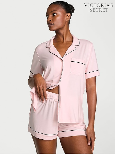 Victoria's Secret Angel Pink With Black Piping Modal Short Pyjama Set (AY6098) | €63