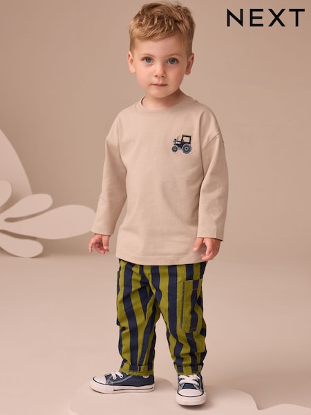 Blue/Green Farm Long Sleeve T-Shirt & Trousers Set (3mths-7yrs) (AY6145) | AED76 - AED97