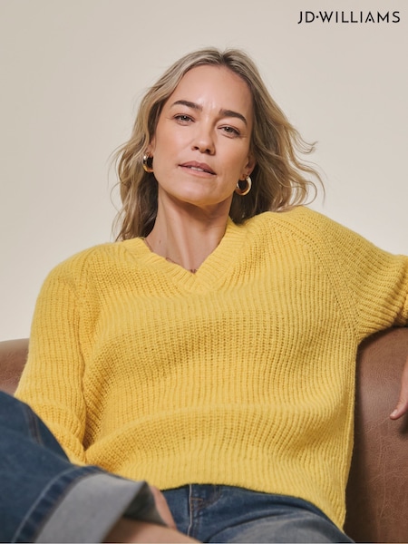 JD Williams V-Neck Open Stitch Knit Jumper (AY6150) | 151 LEI