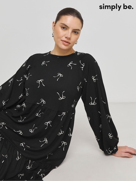 Simply Be Black Supersoft Tiered Smock Dress (AY6152) | €38