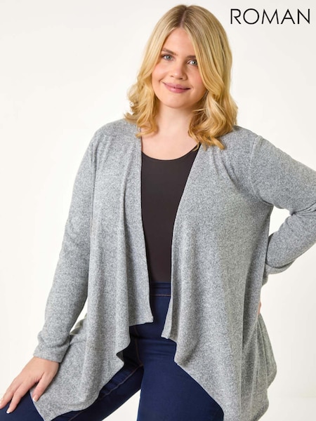 Roman Curve Waterfall Front Jersey Cardigan (AY6224) | 261 LEI